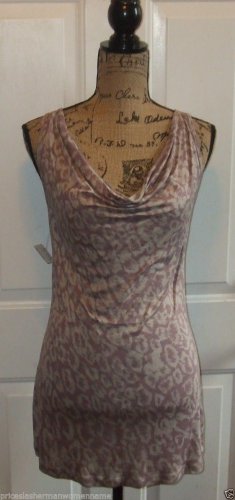 $48 NEW YORK CO animal print tank blouse draped small light purple gray top NEW