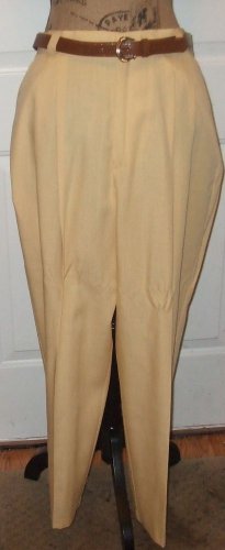 NEW $32 yellow slacks & belt Fundamental things petite size 16 hip to hip 22"