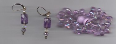 $29 purple faux diamond drop Earrings Silver Tone & hair tie jewelry new