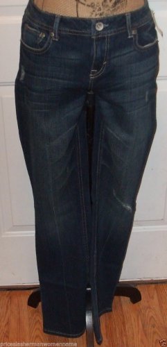 NEW $49 Destroyed dark JEANS AEROPOSTALE size 8 CHELSEA Sbootcut low rise