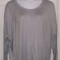 NEW LANE BRYANT rib knit trim light weight blouse SILVER metalic 3X plus tee top