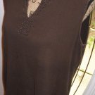 Croft & Barrow brown crochet neck cotton knit tank blouse X large top