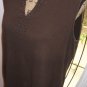 Croft & Barrow brown crochet neck cotton knit tank blouse X large top
