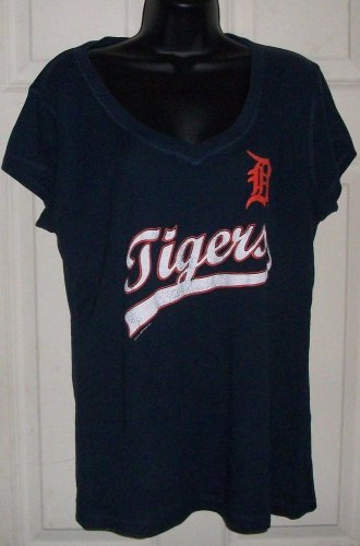 $36 DETROIT TIGERS tee blouse by SOFT as a grape USA XXL blue top