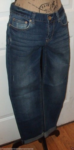 NWT $49 Destroyed JEANS AEROPOSTALE KYLIE BOYFRIEND size 4 Lo hip relax fit dark