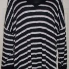FALLS CREEK mesh knit blouse 22 plus black white tan stripe top