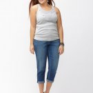 New LANE BRYANT CROCHET TRIM tank blouse heather grey 4X 3X top