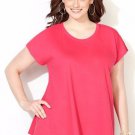 NWT asymmetrical tee blouse AVENUE peach 3X cotton dolman crewneck top shirt