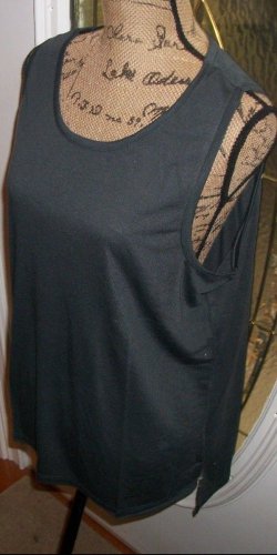 New Zip back tank shirt blouse MACYS Extra Touch hi lo 2X slit hip dark gray top