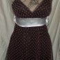 $58 dress TABOO brown white polka dots sheer draping M spaghetti strap poly top
