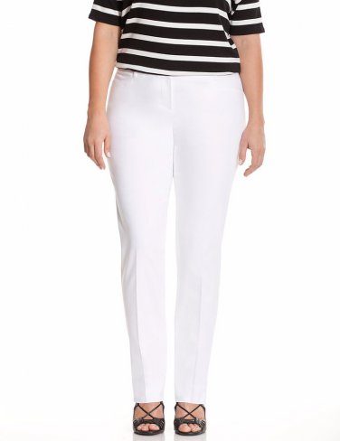 $49 sexy stretch Lane Bryant white straight leg slacks size 16 press pants