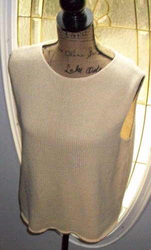 COLDWATER CREEK yellow cozy cotton crochet style knit tank sweater large top