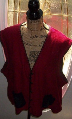 $59 rib knit C.J. BANKS holid color button sweater 3X plus cotton sleeveless top