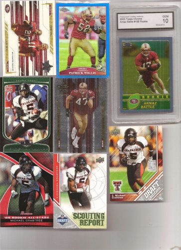 8 49ERS  4 MIKE CRABTREE RCs FRANK GORE RC P.WILLIS Ref ARNEZ BATTLE RC Grade 10