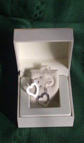 New .925TH earrings $60 jewelry STERLING SILVER open heart stamped gift box