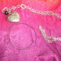 fine old style jewelry pendent silver tone chain necklace 36" & ring bracelet