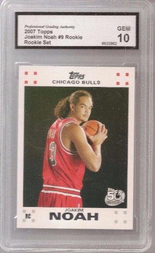 2007 JOAKIM NOAH graded gem 10 RC Bulls Topps #9 set RC 50TH Ann basketball card