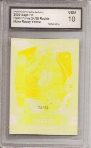 RYAN PURVIS SP YELLOW RC 24/50 GIANTS BOSTON COLLEGE GRADED 10 football card