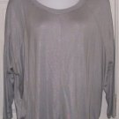 NEW LANE BRYANT rib knit trim light weight blouse SILVER metalic 3X plus tee top