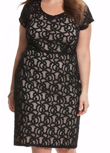 NWT $89 black floral lace dress LANE BRYANT net shoulder soft lined size 28
