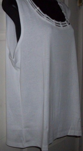 New diamond LATTICE blouse pearl white XL top KAREN SCOTT at MACY'S
