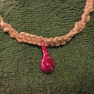 Macrame Necklace w/Red Bead (MJ020)