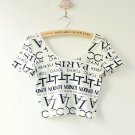 Casual fashion women letter print crop top slim sexy top tee