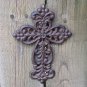 Rustic Metal Work Fleur De Lis Flower Art Design Symbol Hanging Trinity Cross Rust