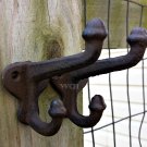 Lot of 2 Rustic Cast Iron Finial Hooks Closet Door Hook Hanger Clothes Holder Distressed