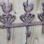 Distressed Cast Iron Rooster Storage Rack Bracket Mount Kitchen Utensil Holder Utility Hook