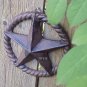 Distressed Cast Iron Rustic Texas Star Plaque Rope Wreath Country Western Sculpture Fence Prop