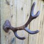 Cast Iron Distressed Rustic 4 Point Deer Antler Wall Mount Hook Rack Hunting Trophy Prop