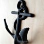 Black Grappling Iron Ship Anchor Fluke Metal Hanging Wall Hook Plaque Nautical Decor