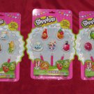 New Lot of 3 Shopkins Collectable Eraser 5 Pack Sets w/3 Pencils Each