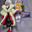 Disney Villains Lot~Cruella 21" Plush Doll, Villain Stickers, Jelly Beans~NEW