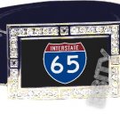 I-65 INTERSTATE 65 SHIELD SYMBOL CZ GLOW RHINESTONE BELT BUCKLE