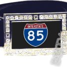 I-85 INTERSTATE 85 SHIELD SYMBOL CZ GLOW RHINESTONE BELT BUCKLE