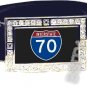 I-70 INTERSTATE 70 SHIELD SYMBOL CZ GLOW RHINESTONE BELT BUCKLE