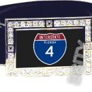 I-4 INTERSTATE 4 FL SHIELD SYMBOL CZ GLOW RHINESTONE BELT BUCKLE