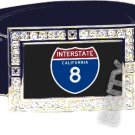 I-8 INTERSTATE 8 CA SHIELD SYMBOL CZ GLOW RHINESTONE BELT BUCKLE