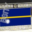 NAURU NAURUAN FLAG BLING ICED OUT CZ -FREE BELT- BUCKLE