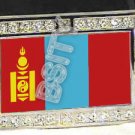 MONGOLIA MONGOLIAN FLAG BLING ICED OUT CZ -FREE BELT- BUCKLE