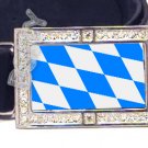 BAVARIA BAVARIAN FLAG BLING DARK CZ -FREE BELT- BUCKLE