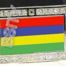 MAURITIUS Mauritian FLAG BLING ICED OUT CZ -FREE BELT- BUCKLE
