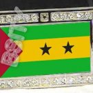 SAO TOME PRINCIPE FLAG BLING ICED OUT CZ -FREE BELT- BUCKLE