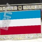 YUGOSLAVIA FLAG BLING ICED OUT CZ -FREE BELT- BUCKLE