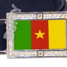 CAMEROON FLAG ICED OUT CZ BLING BUCKLE FREE BELT