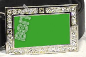 LIBYA LIBYAN FLAG BLING DARK CZ -FREE BELT- BUCKLE
