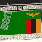 ZAMBIA ZAMBIAN FLAG BLING ICED OUT CZ -FREE BELT- BUCKLE