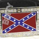 CONFEDERATE REBEL FLAG BLING ICED OUT CZ -FREE BELT- BUCKLE